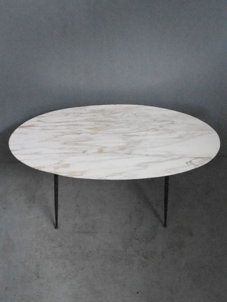 大理石小判型テーブル（天板直し有）4