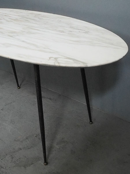 大理石小判型テーブル（天板直し有）7