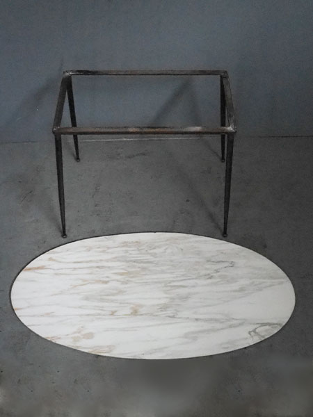 大理石小判型テーブル（天板直し有）8