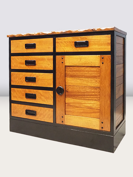 マホガニー・チーク材<br>戸棚付<br>引出し箱 | アンティーク山本商店