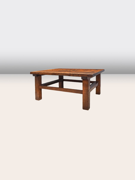 【たのメル便】アンティークインド家具 彫刻装飾付き鉄製×木製座卓 﨔材<br>時代角座卓 | アンティーク山本商店