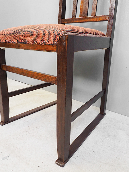 アンティーク 小ぶりなイス 布張り ナラ 木製 古家具 無垢材